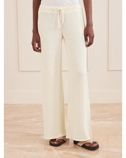 Suzie Kondi White Calla Cotton-Bouclé Flared Pants