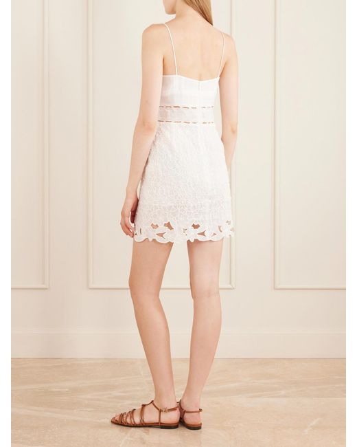 Isabel Marant White Reola Embroidered Ramie Mini Dress