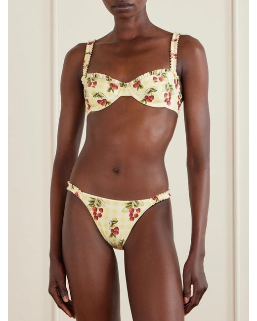 Agua Bendita Metallic Vera Printed Checked Bikini Bottoms