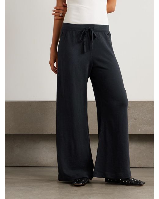 ÉTERNE Blue Wide-Leg Cotton-Jersey Sweatpants