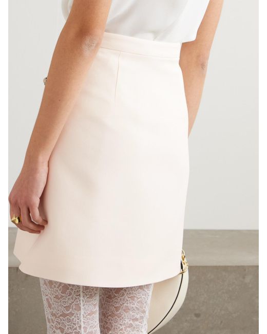 Valentino Garavani Natural Embellished Wool And Silk-Blend Crepe Mini Skirt