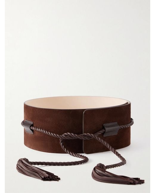 DEHANCHE Brown Sedona Tasseled Leather-Trimmed Suede Belt