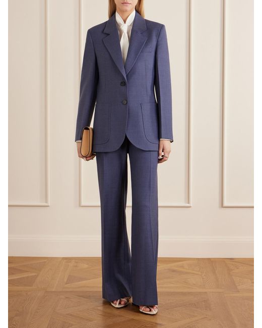 Victoria Beckham Blue Alina Woven Wide-Leg Pants