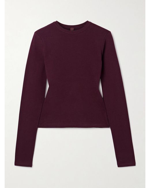 Skims Purple Stretch-Cotton Jersey Top