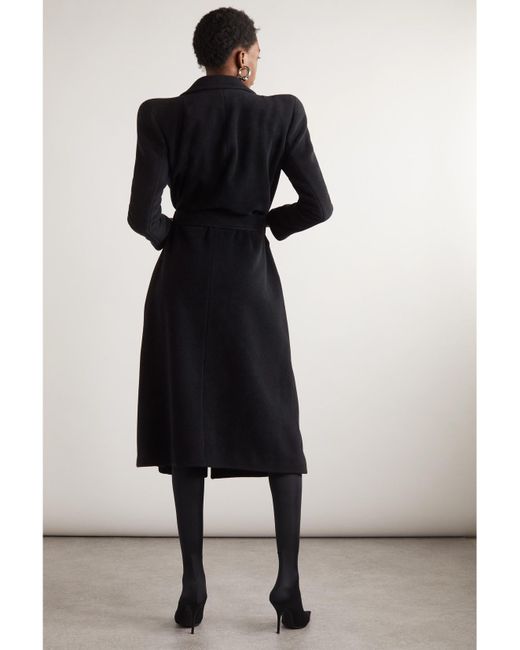 Balenciaga Black Mantel Aus Einer Kaschmirmischung Mit Bindegürtel