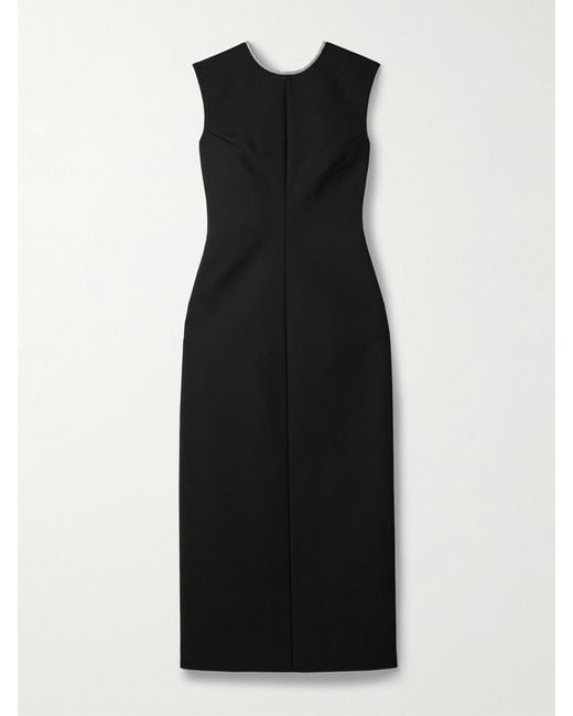 Rohe Black Charliana Open-Back Crystal-Embellished Wool-Blend Maxi Dress