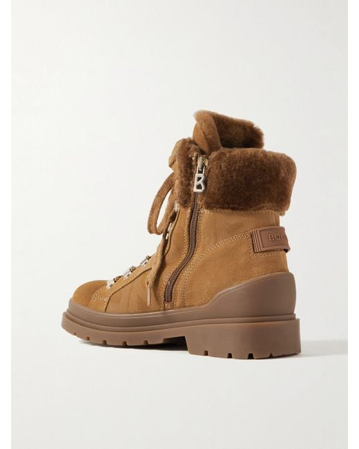 Bogner Brown St. Moritz 18 Schnürstiefel Aus Veloursleder Mit Shearling-Futter