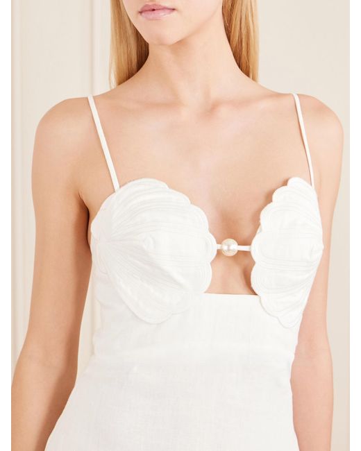 Farm Rio White Linen Midi Dress