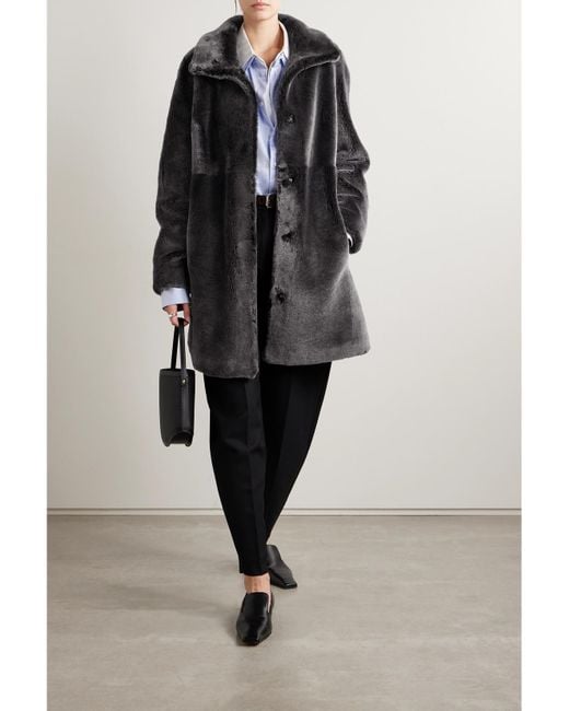 UTZON Black Joie Reversible Shearling Coat