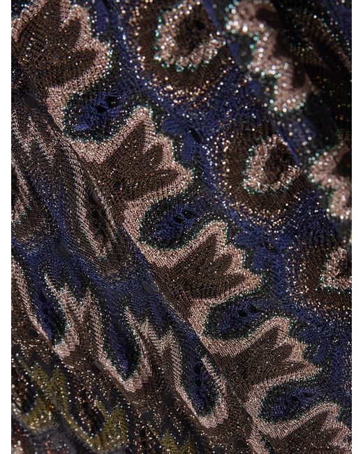 Missoni Black Tie-Detailed Striped Metallic Crochet-Knit Dress
