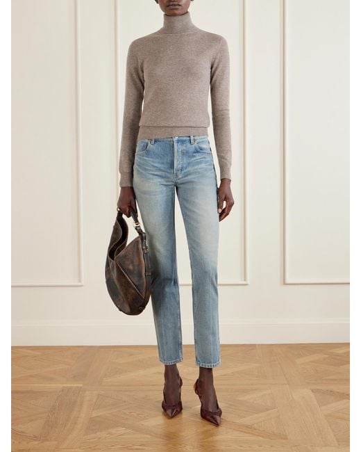 Saint Laurent Natural Cashmere Turtleneck Sweater