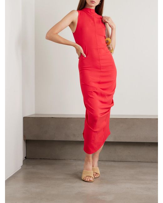 Jacquemus Red The J Asymmetrisches Kleid Aus Crêpe Mit Falten