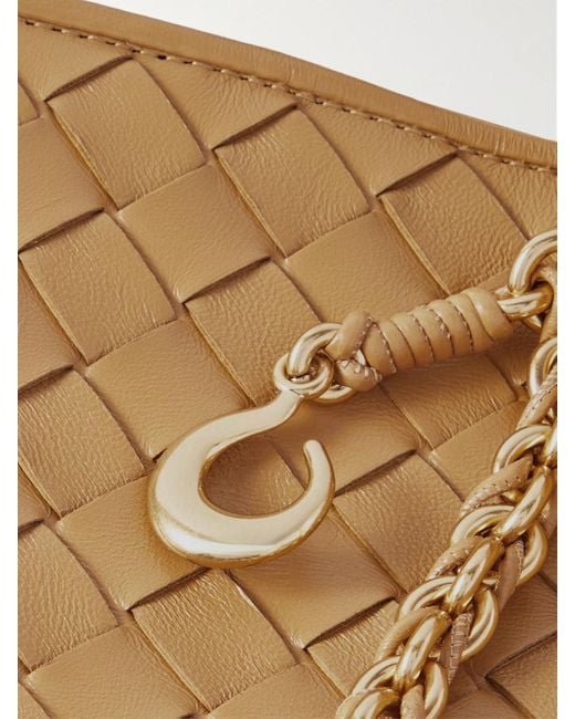 Bottega Veneta Brown Sardine Small Intrecciato Leather Shoulder Bag With Chain