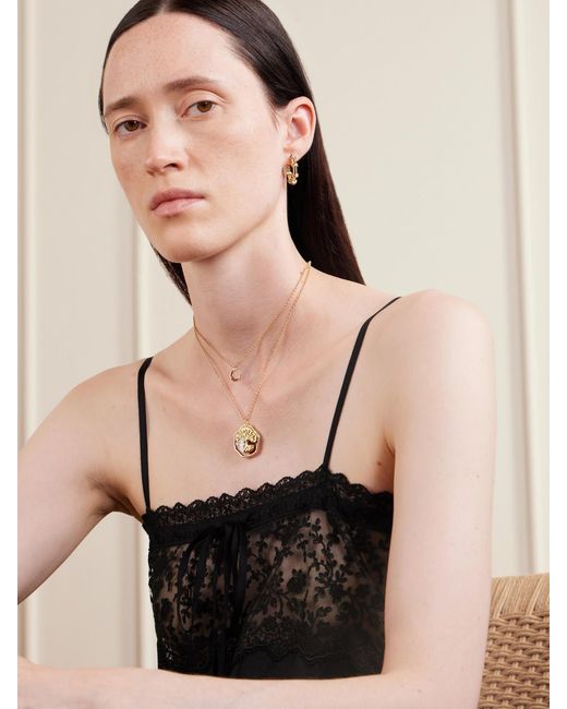 L'Atelier Nawbar Natural Moon Bloop 18-Karat Garnet And Diamonds Necklace