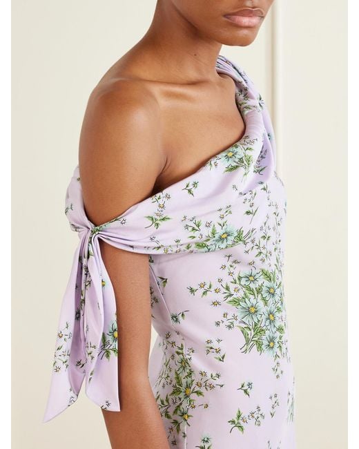 Rodarte White Floral-Print Silk-Crepe Midi Dress