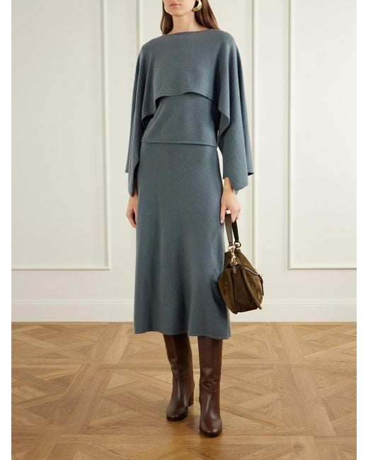 Zimmermann Blue Valiant Draped Wool And Cashmere-Blend Sweater