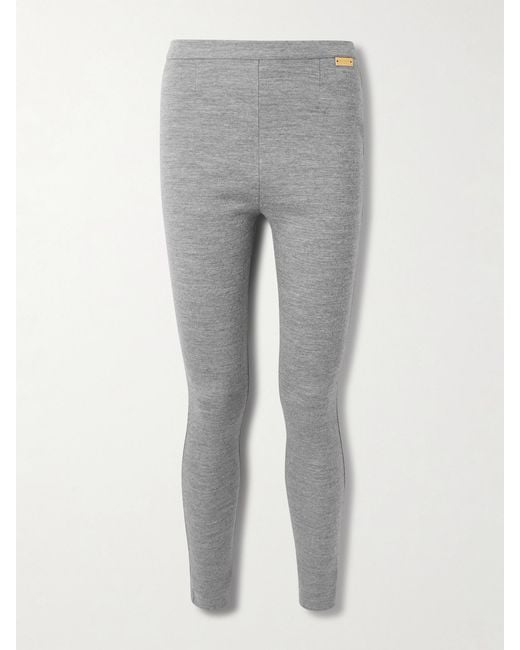 Balmain Gray Wool And Cotton-Blend Leggings