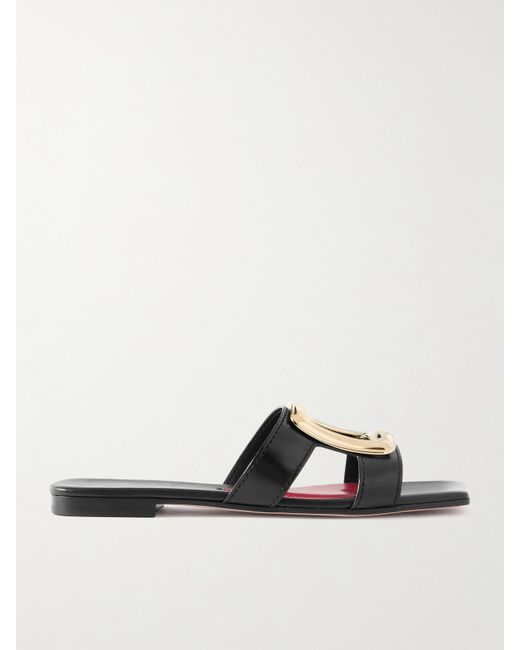 Roger Vivier White Nagoya Embellished Cutout Leather Slides
