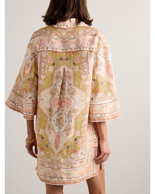 Zimmermann Natural Wylie Printed Linen Tunic