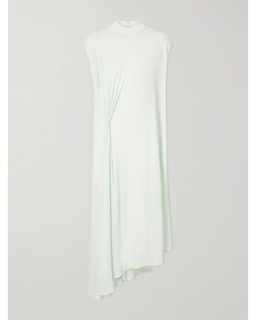 Bottega Veneta White Gathered Cady Midi Dress