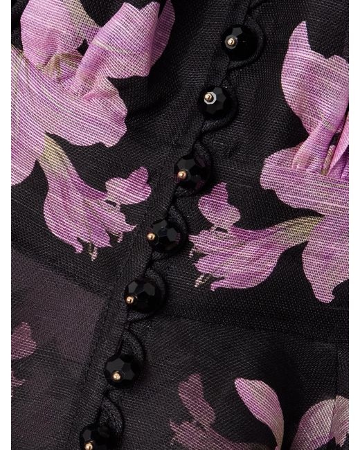 Zimmermann Black Dawning Bead-Embellished Floral-Print Linen And Silk-Blend Blouse