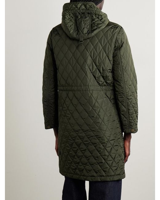 Burberry Green Wattierte Kapuzenjacke Aus Gestepptem Shell