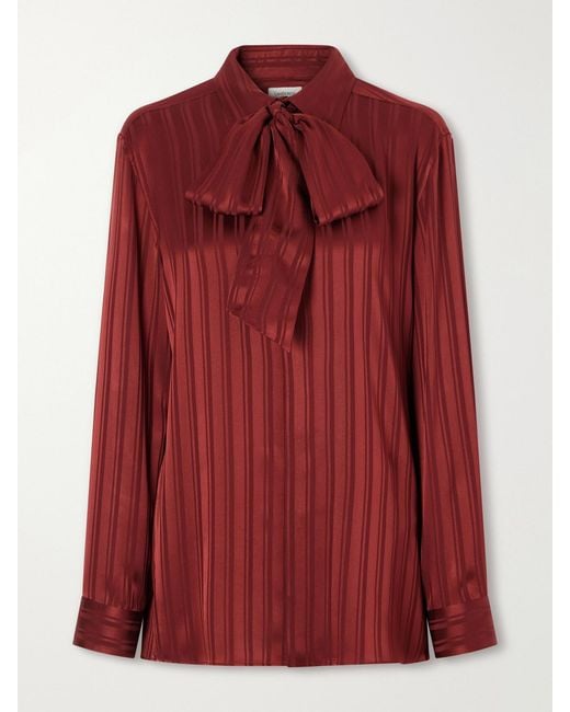 Saint Laurent Red Striped Silk Blouse