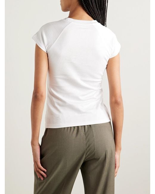 T-Shirt En Jersey De Coton Mélangé À Broderie Anagram Loewe en coloris White