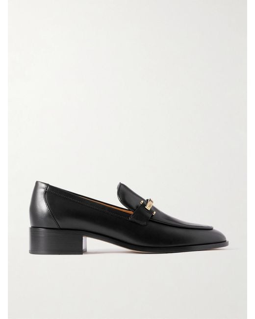 Tod's Black Embellished Leather Loafers