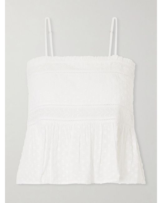 Thierry Colson White Saskia Embroidered Cotton-Voile Top