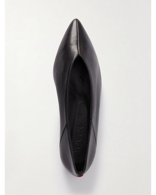 Aeyde Black Moa Leather Point-Toe Flats