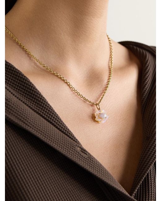 Irene Neuwirth White Tropical Flower 18-Karat Rose Opal Pendant