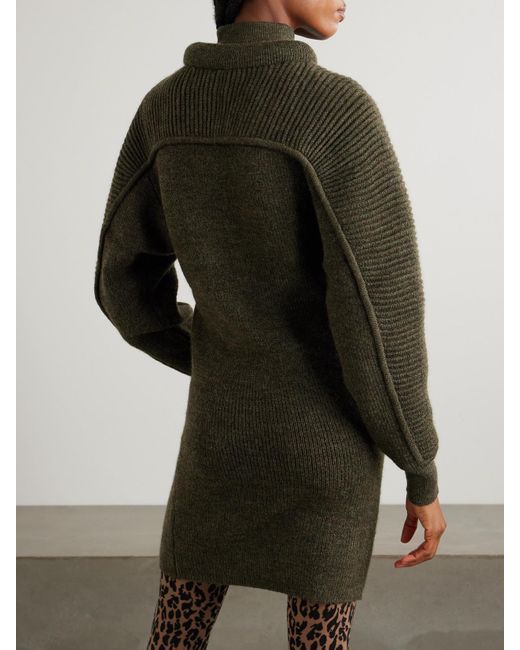 Isabel Marant Green Hilde Ribbed Wool Mini Dress