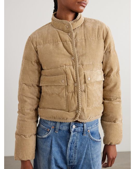 Moncler Natural Essarts Ricrac-Trimmed Quilted Padded Down Corduroy Jacket
