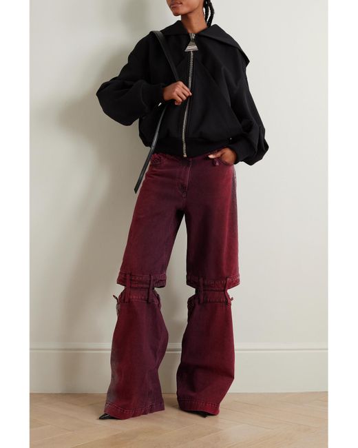 The Attico Red Ashton Cutout Mid-Rise Wide-Leg Jeans
