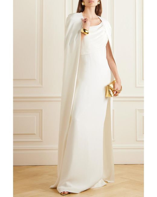 Tom Ford White Oversized Silk-Georgette Cape