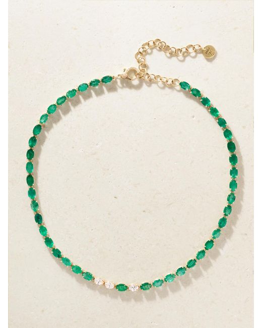 SHAY Green 18-Karat Emerald And Diamond Tennis Necklace