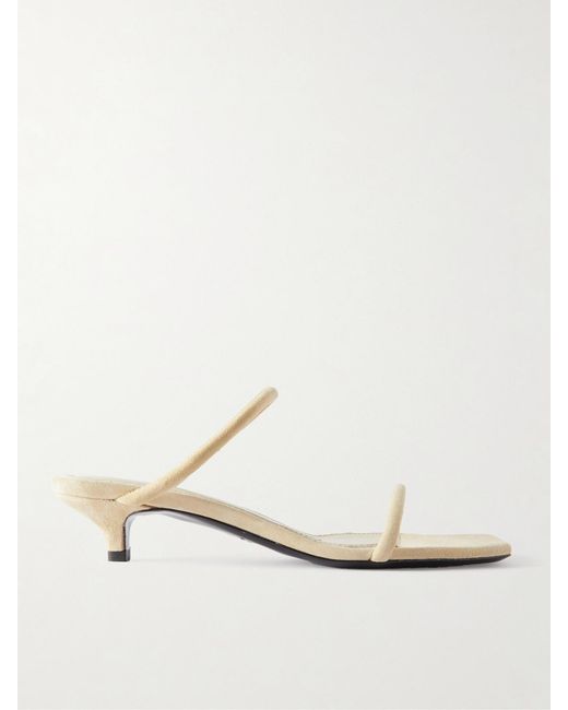 Totême White The Minimalist Suede Sandals