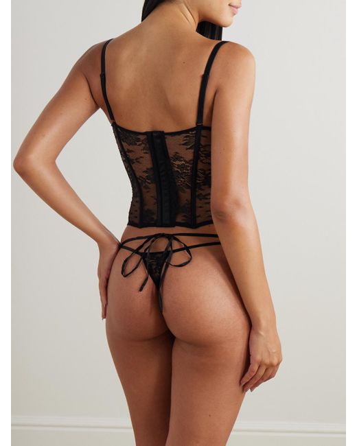 Kiki de Montparnasse Black Jolie String Aus Spitze Mit Satinbesätzen Zum Binden