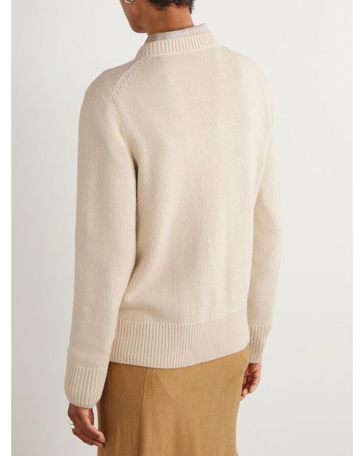 Burberry Natural Pullover Aus Einer Kaschmir-Wollmischung Mit Intarsienmotiv