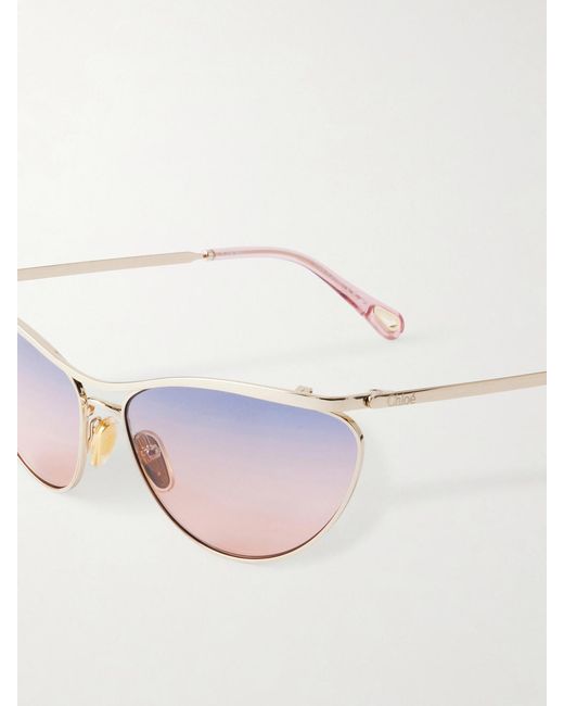 Chloé Pink Aviator-Style-Tone Sunglasses