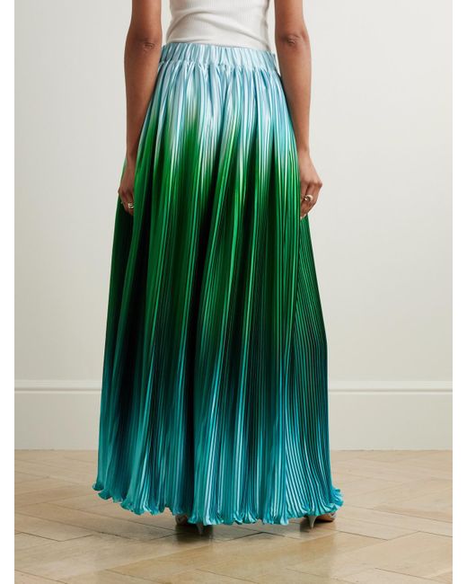 ‎Dima Ayad Green Ombré Plissé-Taffeta Wide-Leg Pants