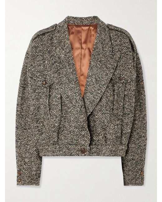 Blazé Milano Gray Popoff Serama Herringbone Wool-Blend Jacket