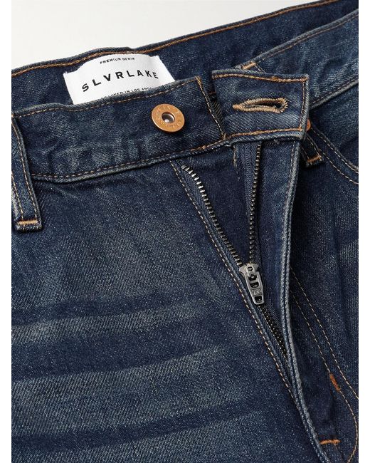 SLVRLAKE Denim Blue Ella Mid-Rise Barrel-Leg Jeans
