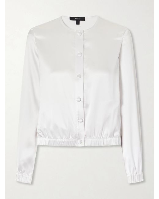 The Park White Kelly Cropped Silk Jacket