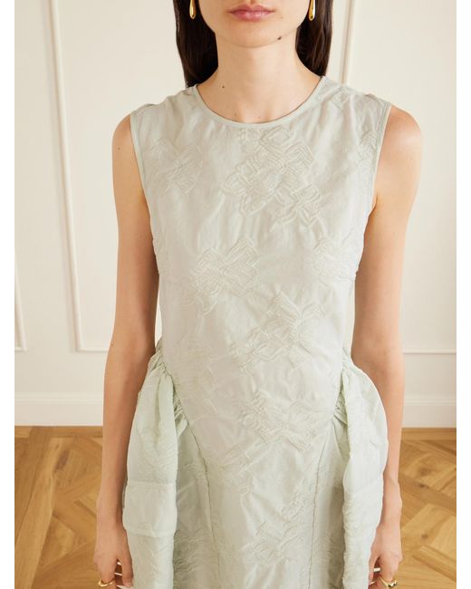 CECILIE BAHNSEN White Cbduana Papillon Matelassé Maxi Dress