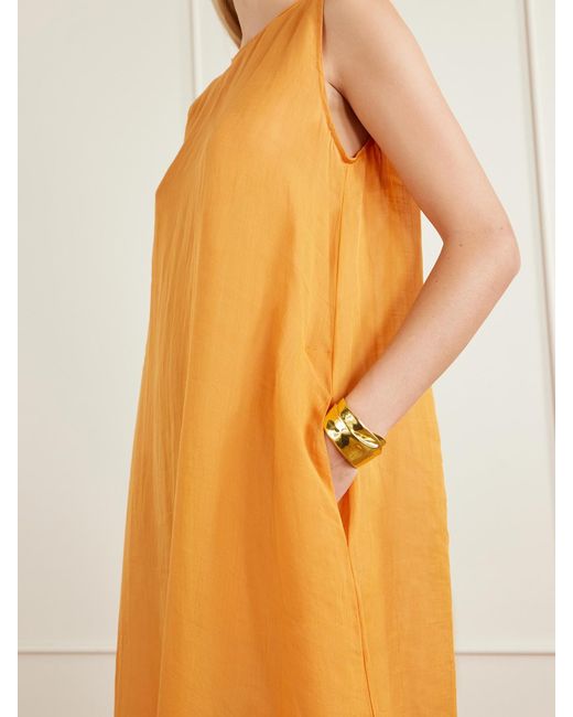 Leset Orange Niko Ramie-Gauze Maxi Dress