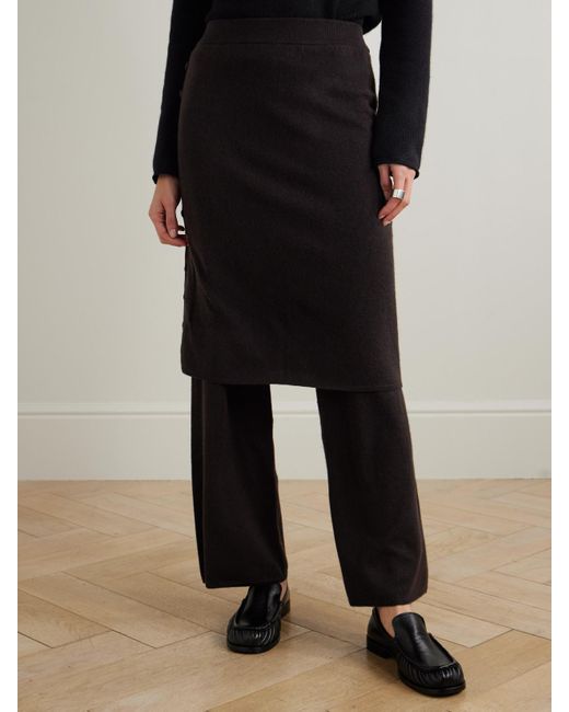 Lisa Yang Black Payton Layered Cashmere Wide-Leg Pants