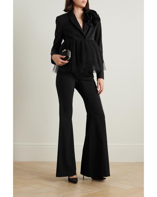 Carolina Herrera Black Wool-Blend Flared Pants