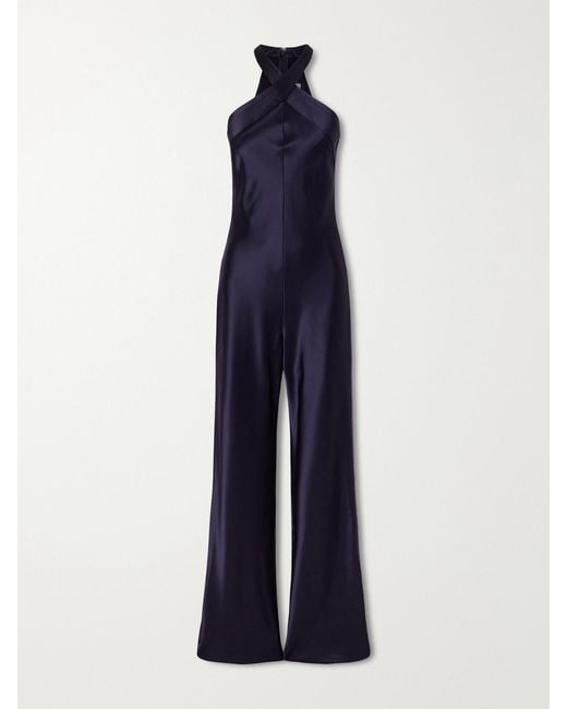 Galvan Blue Eve Satin Jumpsuit